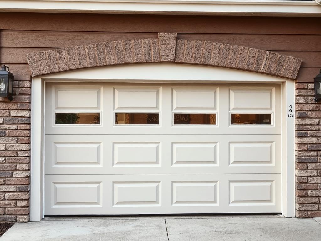 Fire-rated garage door with safety certification label and fire door compliance sticker